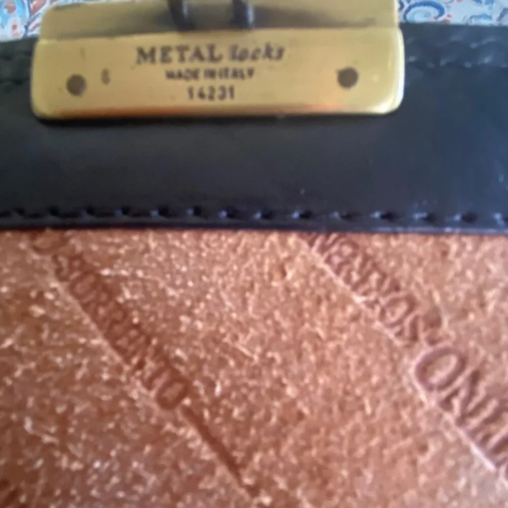 De‎ Martino Sorrento Black Leather Laptop School Briefcase Brass Hardware Italy